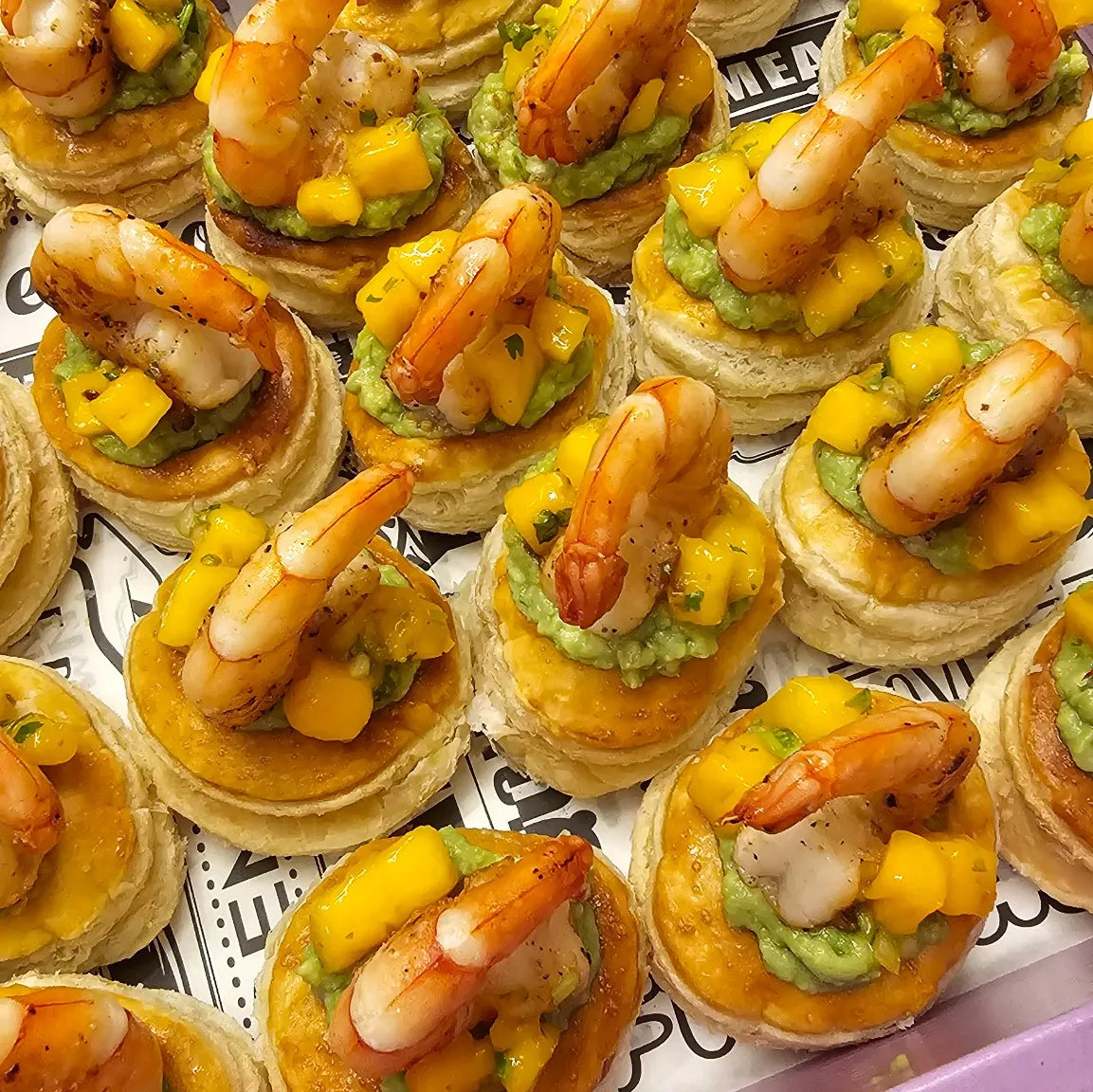 Shrimp tostadas with mango