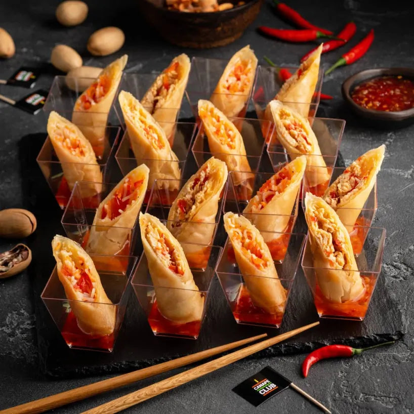 Duet of spring rolls in verrines