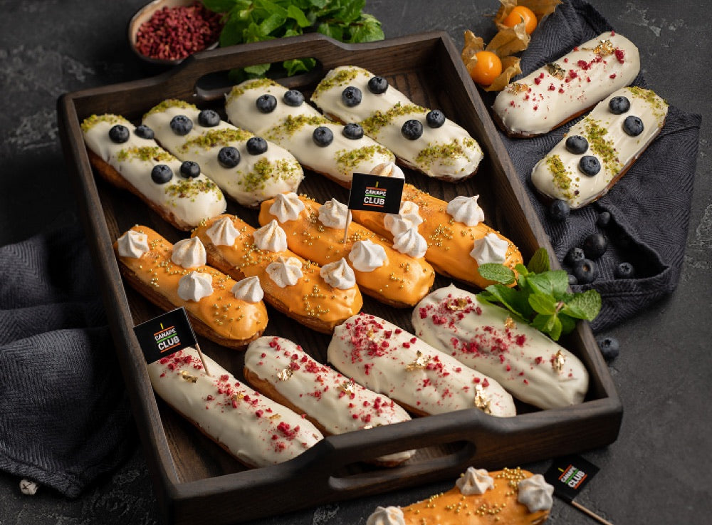 Glazed éclairs tray