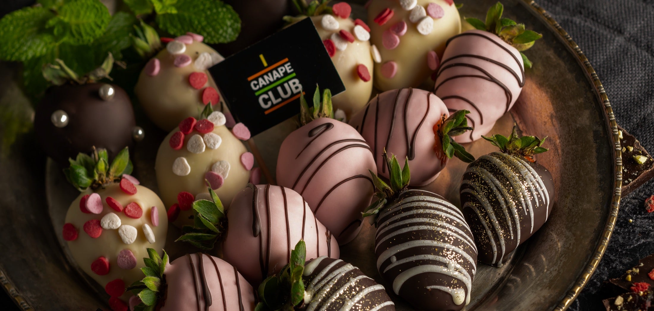 Chocolate-covered strawberries dessert platter by Canape
