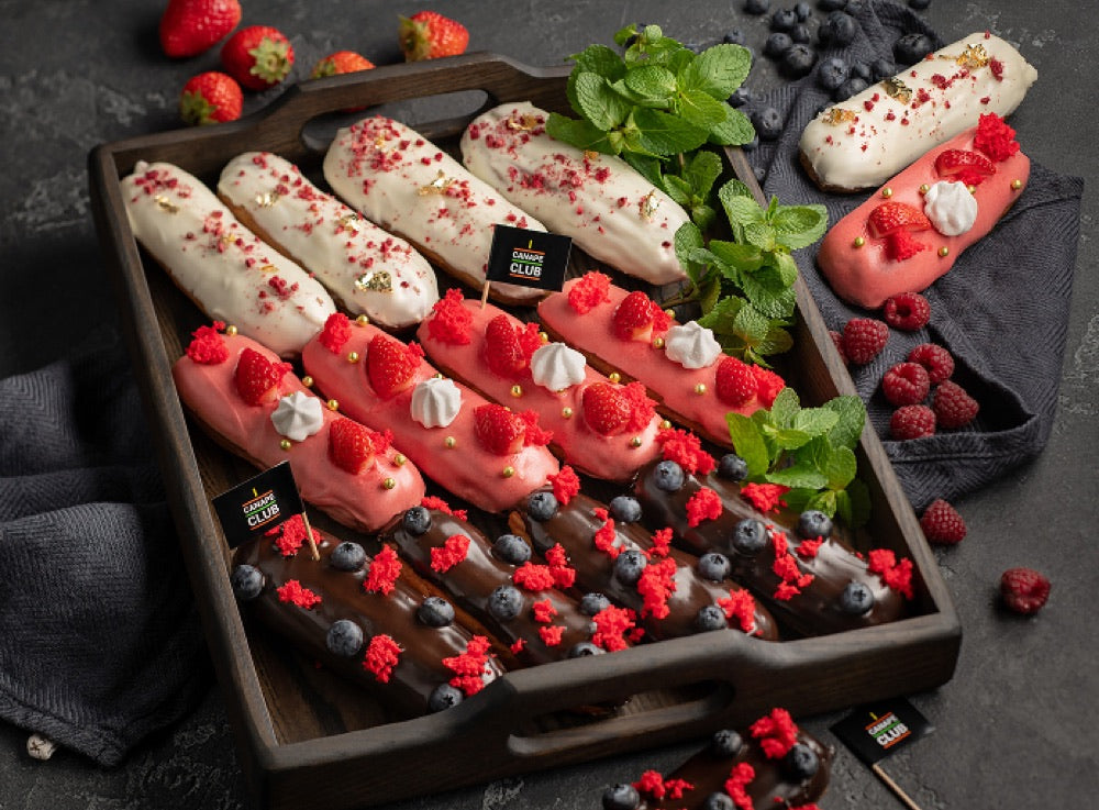 Creative éclairs with berries